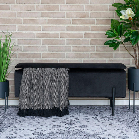 Watford Black Velvet Fabric Storage Bench