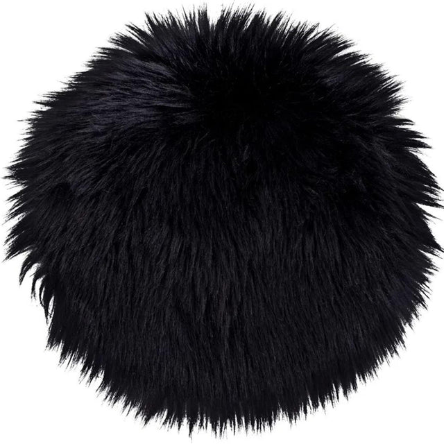 Artificial Black Round Seat Lambskin