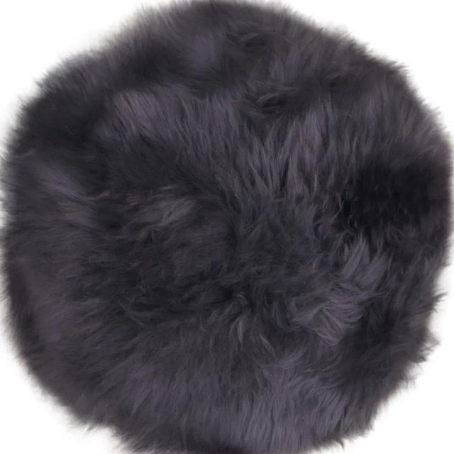 Grey Round Seat Real lambskin