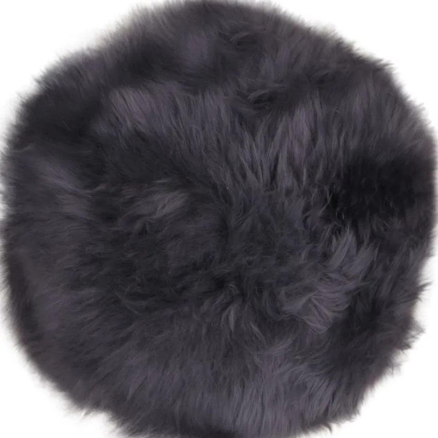 Grey Round Seat Real lambskin