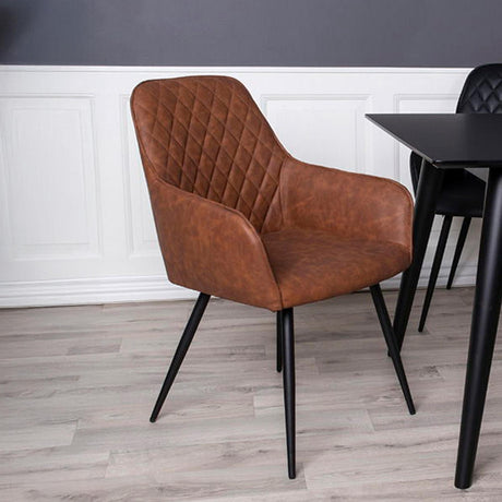 2 x Harbo Vintage Brown Faux Leather Dining Chair