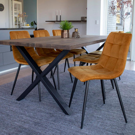 2 x Middelfart Mustard Velvet Fabric Dining Chair