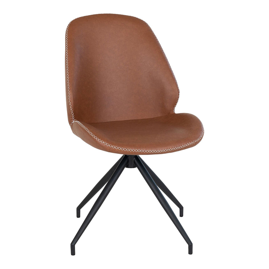 2 x Monte Carlo Vintage Brown Faux Leather Swivel Dining Chair