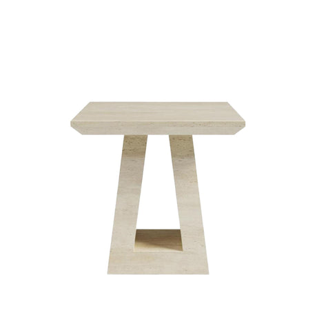 Milan Travertine Beige Engineered Marble Square Side Table
