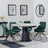 Carrara Grey Ceramic 4 Seater Round Extending Dining Set - 4 Arctic Green Velvet Fabric Swivel Dining Chair-2