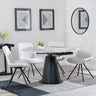 Carrara Grey Ceramic 4 Seater Round Extending Dining Set - 4 Boden Cream Fabric Swivel Dining Chair-3