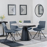 Carrara Grey Ceramic 4 Seater Round Extending Dining Set - 4 Boden Grey Fabric Swivel Dining Chair-6