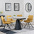 Carrara Grey Ceramic 4 Seater Round Extending Dining Set - 4 Boden Yellow Fabric Swivel Dining Chair-2