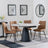Carrara Grey Ceramic 4 Seater Round Extending Dining Set - 4 Corona Brown Fabric Dining Chair-8