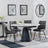 Carrara Grey Ceramic 4 Seater Round Extending Dining Set - 4 Corona Grey Fabric Dining Chair-8