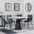 Carrara Grey Ceramic 4 Seater Round Extending Dining Set - 4 Corona Light Grey Fabric Dining Chair-7