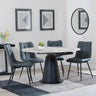 Carrara Grey Ceramic 4 Seater Round Extending Dining Set - 4 Corona Light Grey Fabric Dining Chair-7