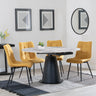 Carrara Grey Ceramic 4 Seater Round Extending Dining Set - 4 Corona Yellow Fabric Dining Chair-2