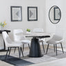 Carrara Grey Ceramic 4 Seater Round Extending Dining Set - 4 Darwin Cream Fabric Dining Chair-3