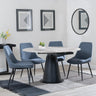 Carrara Grey Ceramic 4 Seater Round Extending Dining Set - 4 Darwin Dark Grey Fabric Dining Chair-2