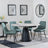 Carrara Grey Ceramic 4 Seater Round Extending Dining Set - 4 Darwin Green Fabric Dining Chair-5