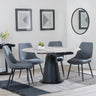 Carrara Grey Ceramic 4 Seater Round Extending Dining Set - 4 Darwin Grey Fabric Dining Chair-6