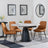 Carrara Grey Ceramic 4 Seater Round Extending Dining Set - 4 Darwin Orange Fabric Dining Chair-4