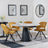 Carrara Grey Ceramic 4 Seater Round Extending Dining Set - 4 Ion Mustard Velvet Fabric Swivel Dining Chair-2