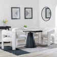 Carrara Grey Ceramic 4 Seater Round Extending Dining Set - 4 Kiefer Cream Boucle Fabric Dining Chair