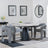 Carrara Grey Ceramic 4 Seater Round Extending Dining Set - 4 Kiefer Grey Boucle Fabric Dining Chair-2