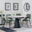 Carrara Grey Ceramic 4 Seater Round Extending Dining Set - 4 Peyton Green Fabric Dining Chair-4