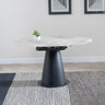 Carrara 4-6 Seater Grey Ceramic Round Swivel Motion Extending Dining Table with Black Pedestal Base - 135cm-2