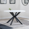 Novara 4 Seater White Ceramic Round Dining Table with Black Star Base - 130cm-2