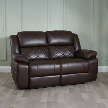 Bentley Brown Leather 2 Seater Recliner Sofa-3