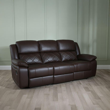 Bentley Brown Leather 3 Seater Recliner Sofa-3