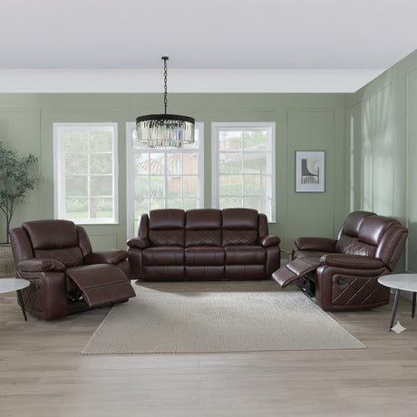 Bentley Brown Leather Recliner Sofa Set-3