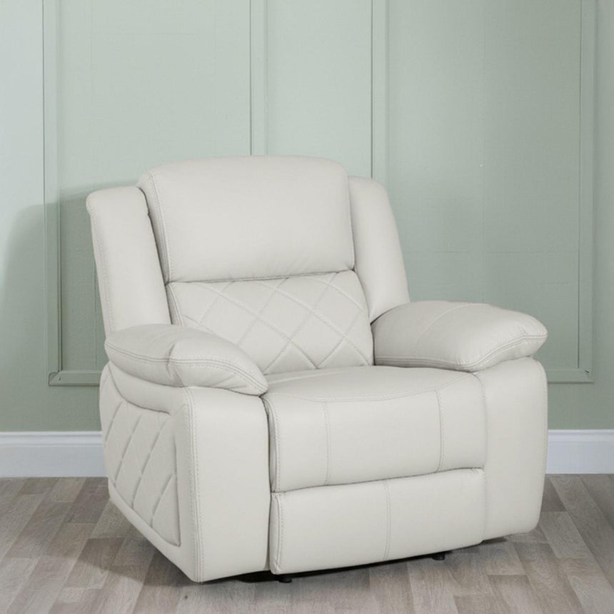 Bentley Cream Leather Recliner Armchair-3