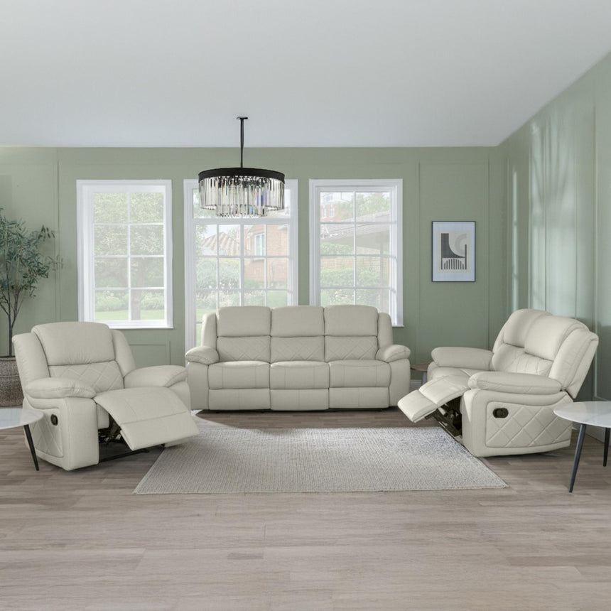 Bentley Cream Leather Recliner Sofa Set