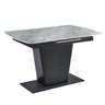 Dutton 4-6 Seater Grey Ceramic Extending Dining Table with Black Pedestal Base - 130cm-170cm