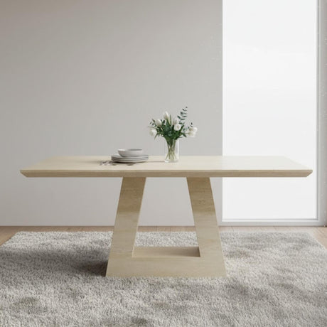 Milan Travertine Beige Engineered Marble 6 Seater Dining Table - Sizes Available-3