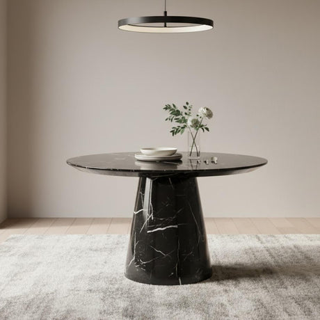 Carrera Black Marquina Engineered Marble 4-6 Seater Round Dining Table - 130cm-2