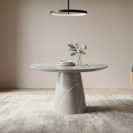 Carrera Armani Grey Engineered Marble 4-6 Seater Round Dining Table - 130cm
