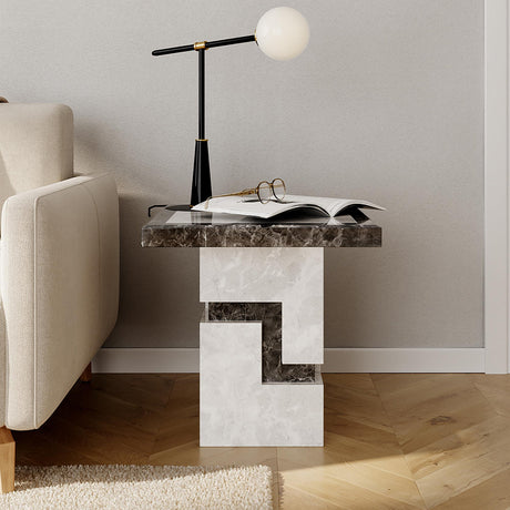 Venice Armani Grey Engineered Marble Side Table-2