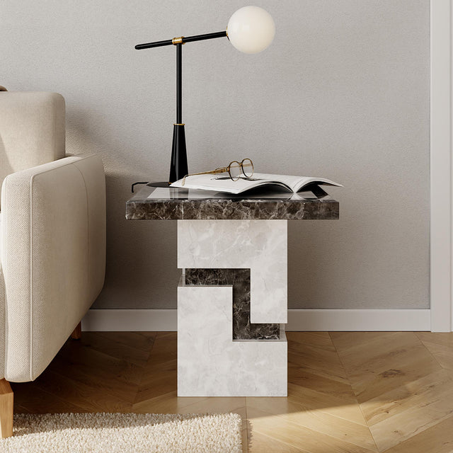 Venice Armani Grey Engineered Marble Side Table