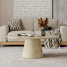 Carrera Travertine Beige Engineered Marble Oval Coffee Table-3