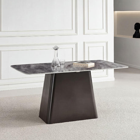 Telma 6 Seater White and Black Marble Dining Table - Sizes Available-2