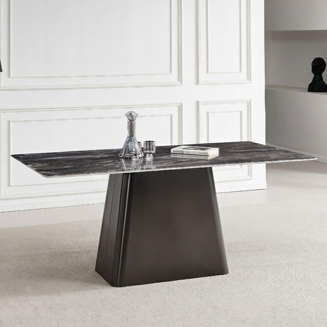 Telma 6 Seater Dark Grey and Black Marble Dining Table - Sizes Available-6