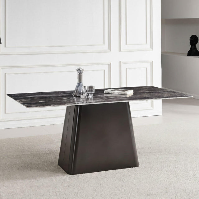 Telma 6 Seater Dark Grey and Black Marble Dining Table - Sizes Available