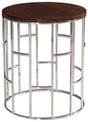 Zion Round Chrome Side Table with Mango Wood Top