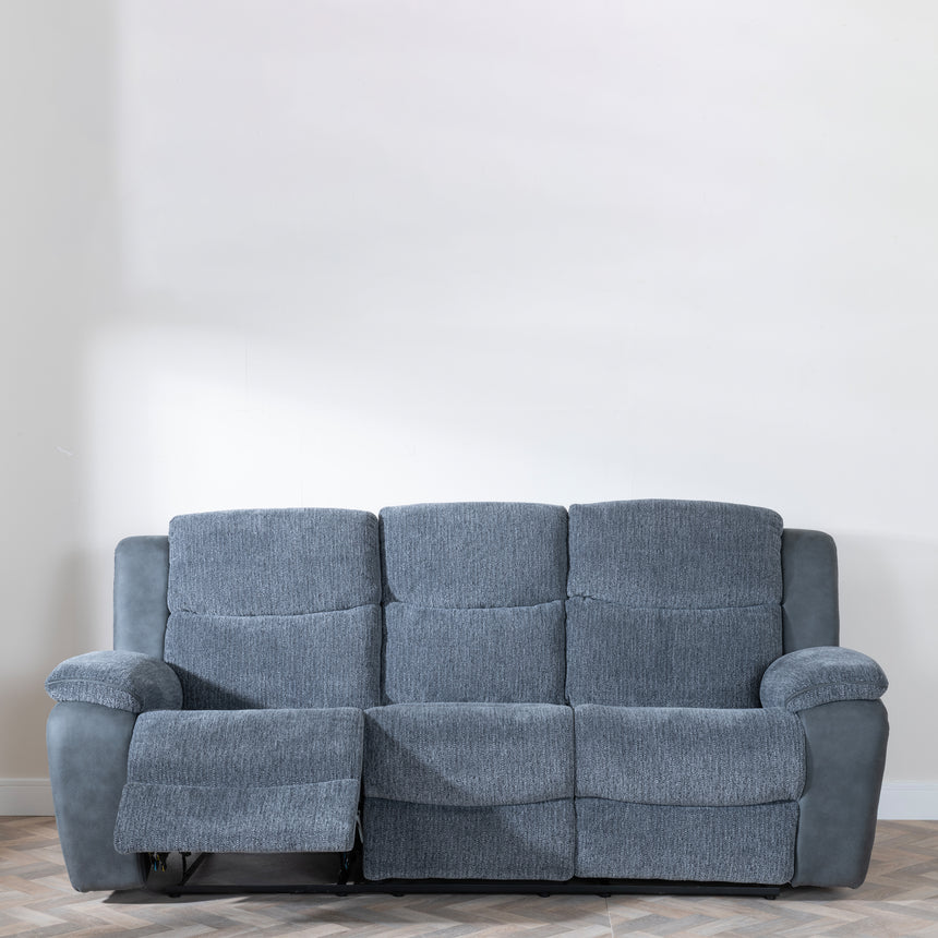 Legnano Grey Fabric 3 Seater Recliner Sofa