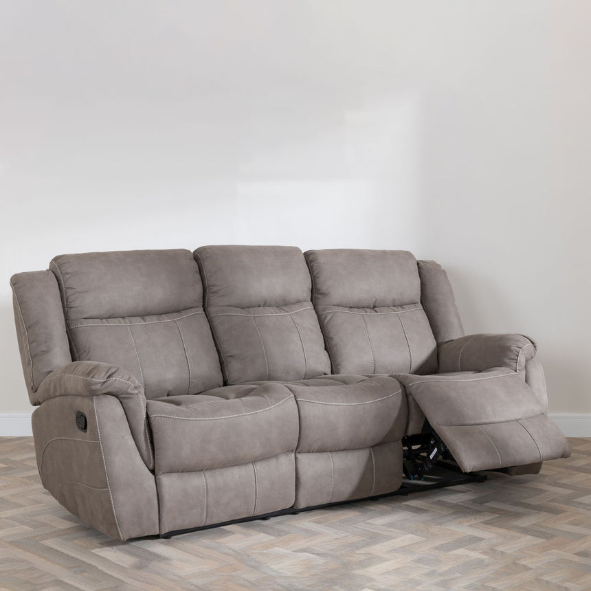 Bergamo Brown Fabric 3 Seater Recliner Sofa