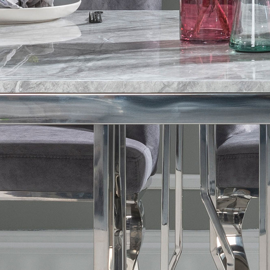 Sardinia 8 Seater Grey Marble and Chrome Dining Table