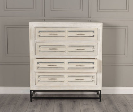 Geo White Mirrored Chest of Drawer - 4 Drawer-2
