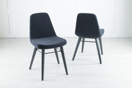 Gabi Blue Dining Chair, Velvet Fabric Upholstered with Black Metal Legs-2
