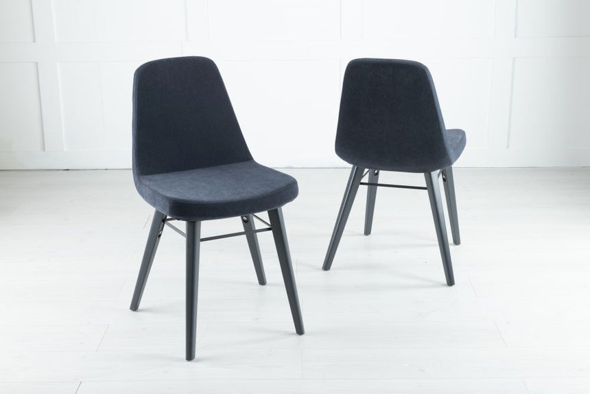 Gabi Blue Dining Chair, Velvet Fabric Upholstered with Black Metal Legs-2
